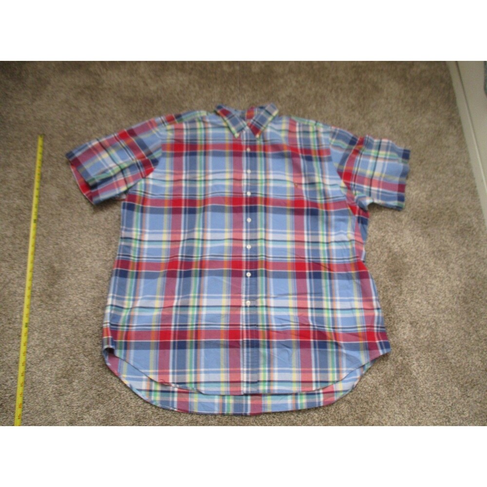 POLO RALPH LAUREN SHIRT 3XLT RED MULTI-COLORED PLAID  COTTON RALPH LAUREN